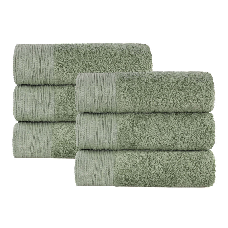 Ensemble de serviettes en rayonne de bambou et en coton mélangé hypoallergénique, Vert, Essuie-mains - paquet de 6