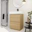 Meuble-lavabo autoportant 24 po avec lavabo encastré et rangement à deux tiroirs-93724466