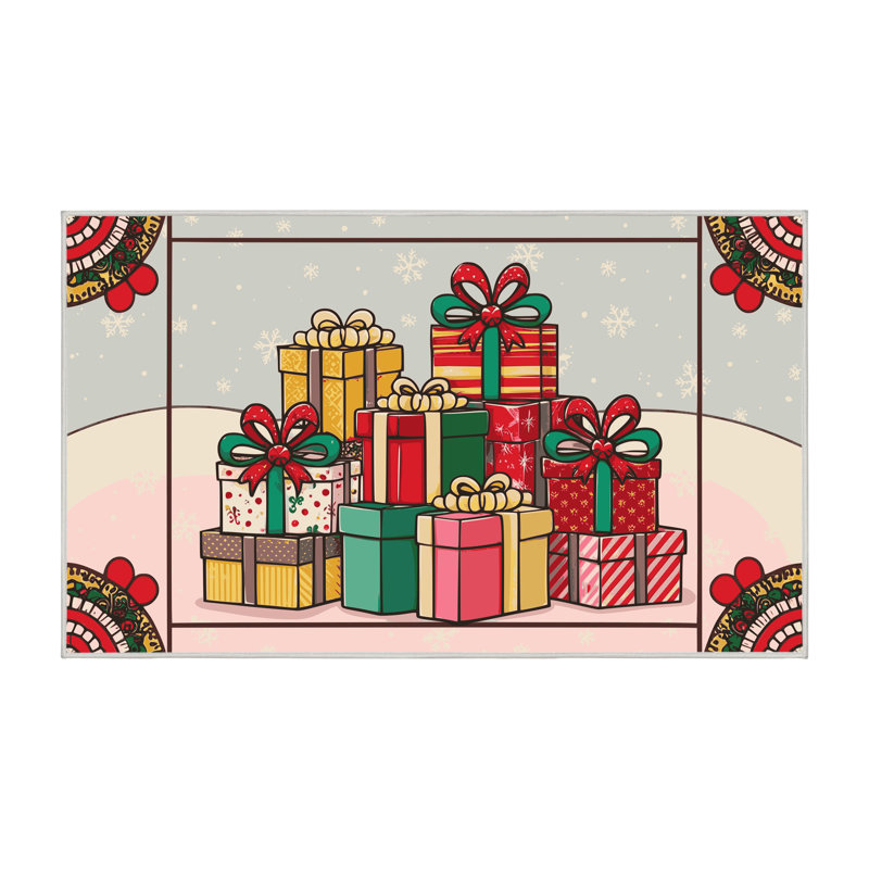 Tapis de vacances d'hiver de Noël lavable The Holiday Aisle®, Rectangulaire 3 pi x 5 pi
