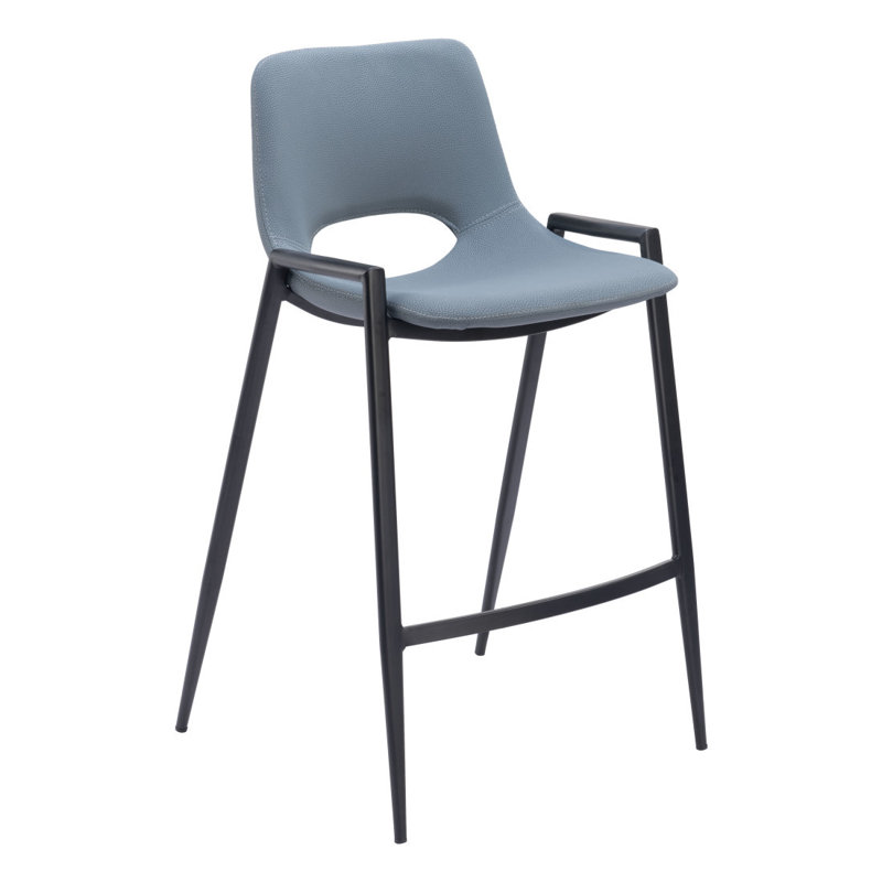 Ensemble de deux chaises de bar 26 po en similicuir et en acier bleu