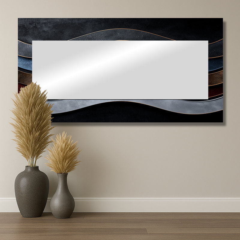 Abstract Fractal Whispers Of Dark Color  - Modern Accent Wall Mirror - Printed On Metal, 28" x 55"