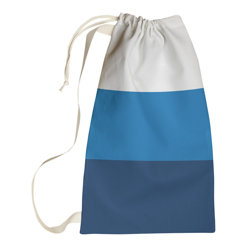 Laundry Hamper with Handles, Small ( 29" x 18" x 1.5"), White/Blue/Navy