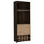 Armoire de coin, dix porte-bouteilles encastrés, deux tablettes, porte double