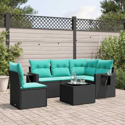 Ensemble de canapé de patio 6 pièces avec coussins en rotin de polyester