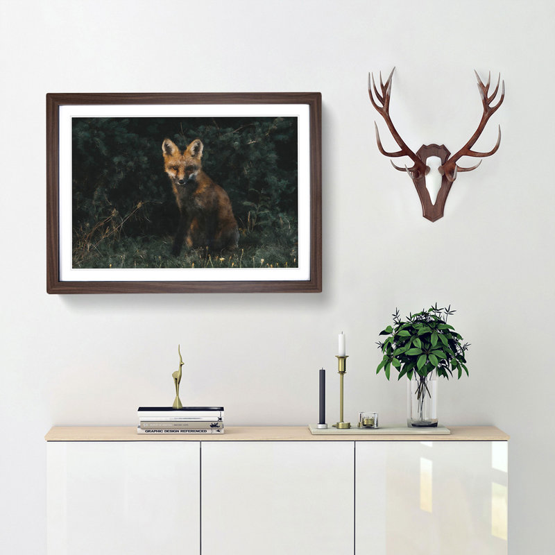 Portrait of a Fox - Picture Frame Painting Print, 62cm H x 87cm W x 2cm D, Walnut Framed