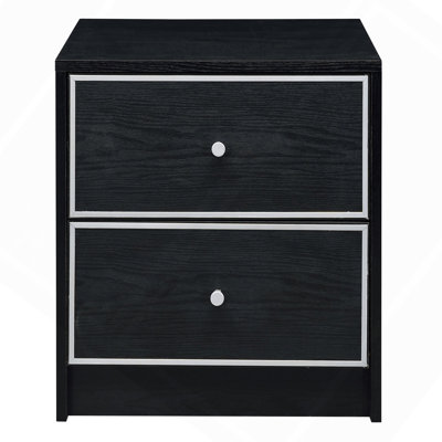 Black And Silver 2-Drawer Nightstand