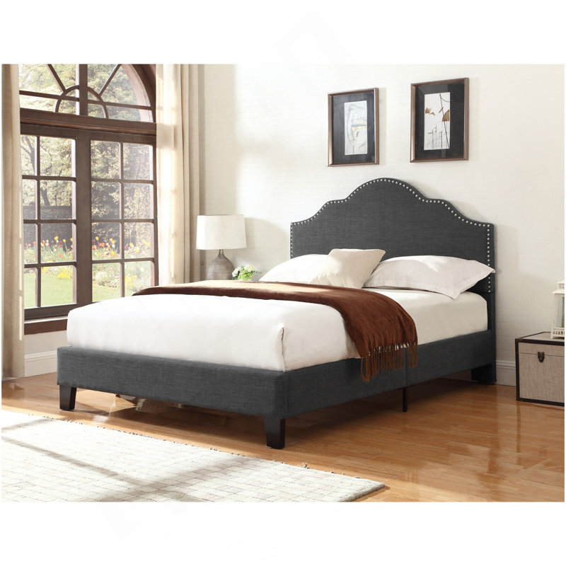 Gray Full Upholstered Bed, Dark Gray
