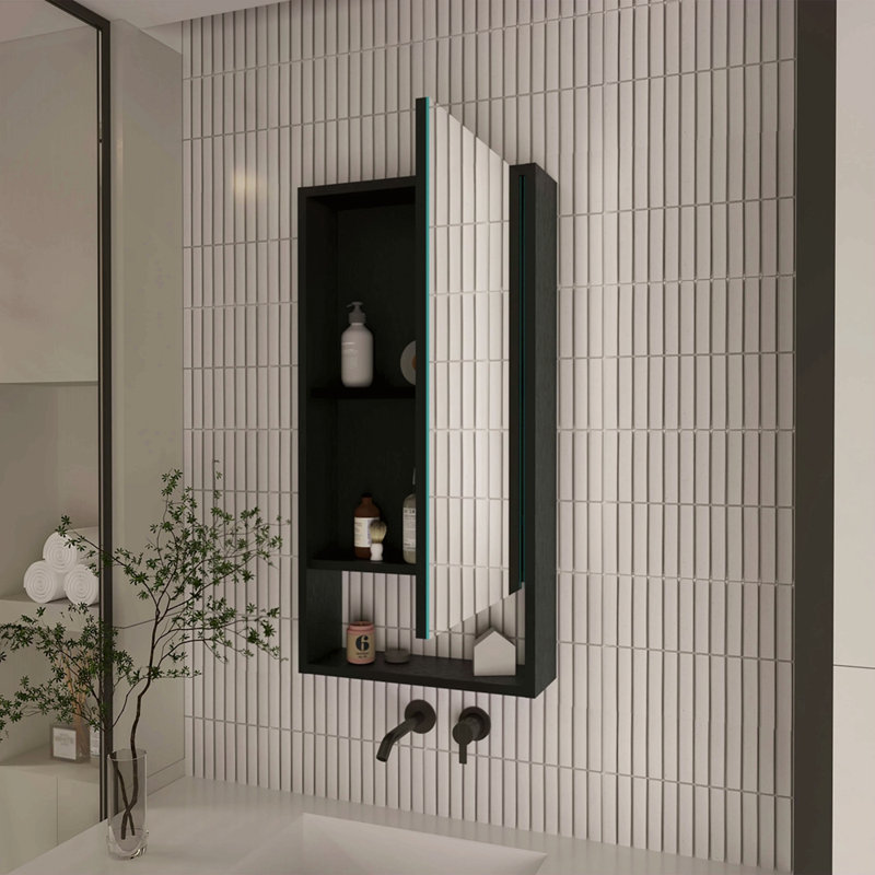 Rectangle Medicine Cabinet With Mirror, Black