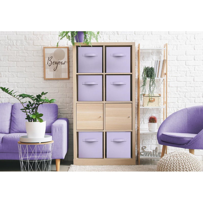 11" Foldable Fabric Storage Cube Bins with Handles, Pastel Purple