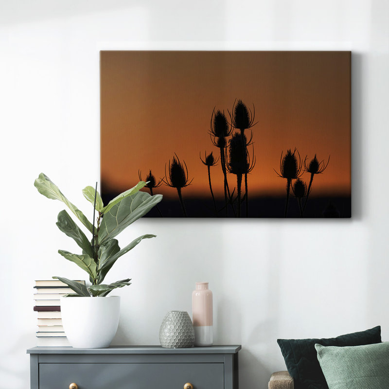 Silhouette coucher de soleil sur toile tendue, H 12 po x l 18 po