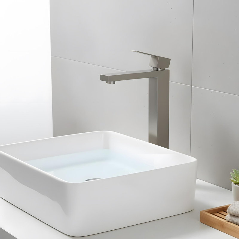 Single Hole Bathroom Sink Faucet With Pop Up Drain and Single Hole, Brushed Nickel
