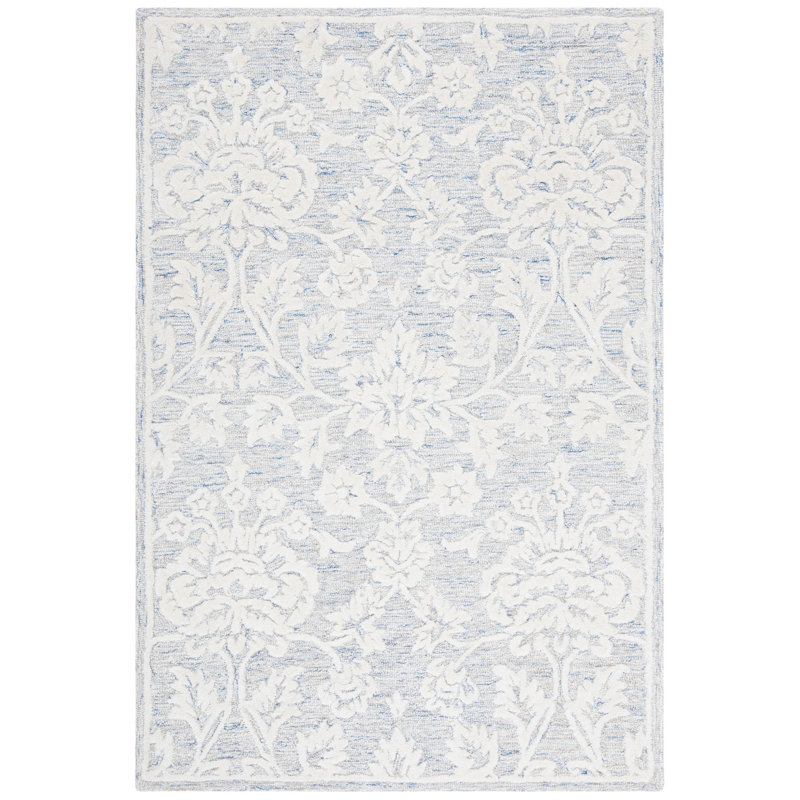 Tapis gris / crème en laine touffeté à la main Larnakas, Rectangle 4 pi x 6 pi