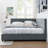  Full Upholstered Tufted Sofa Bed Frame with Backrest and Armrests, Velvet Platform Bed, Grey-1058437701