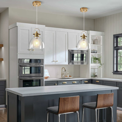 2-Light Modern Dimmable Cylinder Pendant Light With Clear Glass Shade