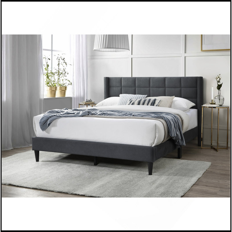 Cadre de lit tête de lit tapissier élégant et moderne 1pc, Gris anthracite