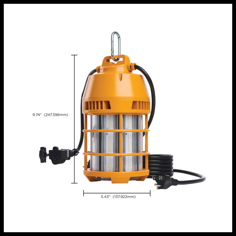 LED Temporary Work Light 5000K CCT 120 Volt, 9.74" H x 5.43" W x 5.43" D