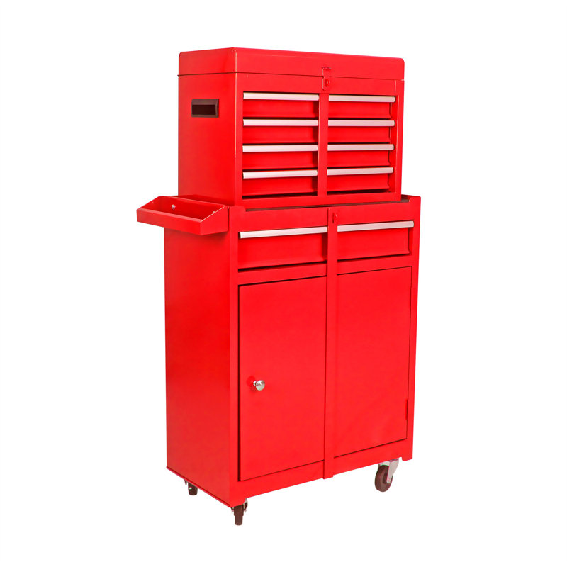 Commodes pliantes 8 tiroirs l 20,4 po Burlbaw, Rouge