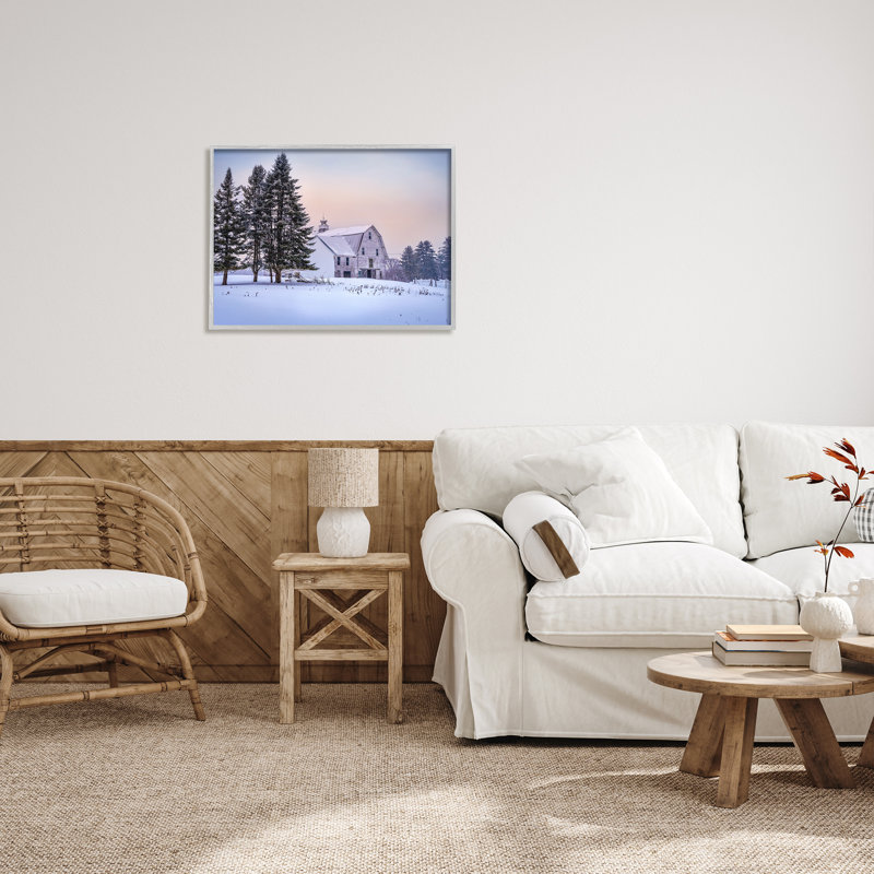 Winter Farm Landscape par Rick Berk, H 24 po x l 30 po x P 1,5 po, Estampe numérique Farmhouse