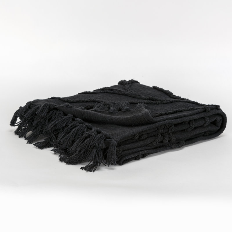 Jeté en coton Detrick, Noir
