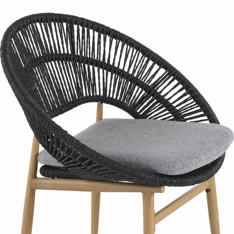 Chaise de salle à manger en osier de style papasan Cyril, Gris foncé