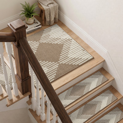 Tapis d'escalier antidérapant brun clair