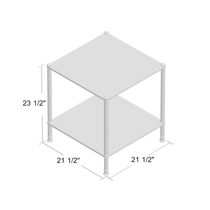 Table de bout carrée en verre trempé à miroir Lorford 