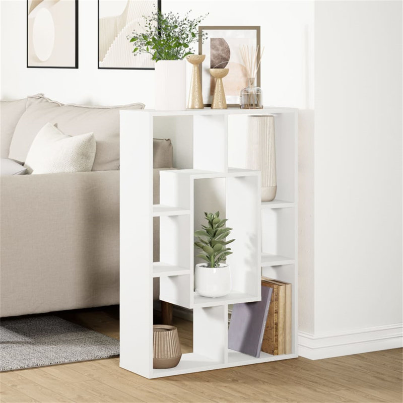 90cm H x 63cm W Geometric Bookcase, White