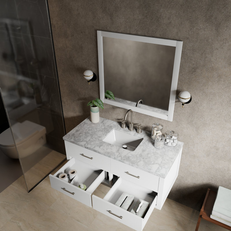 Meuble-lavabo simple l 48 po x P 22 po Castor, Blanc