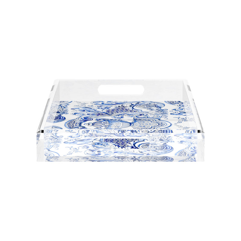 Royal Delft William Mary Blue Acrylic Rectangle Decorative Tray, 17"W x 10.5"D x 2"H