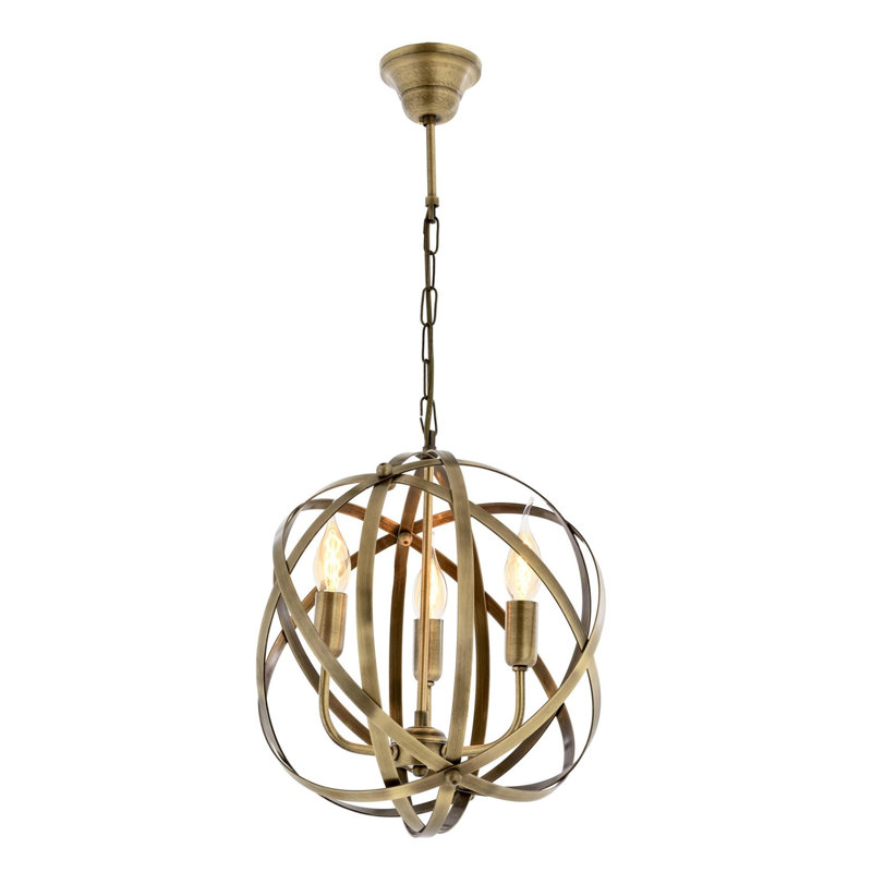 Lustre sphérique à 3 lumières, Bronze