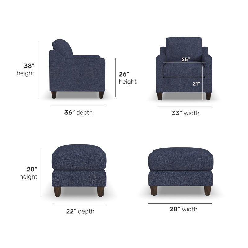 Drew Chair And Ottoman, Blue