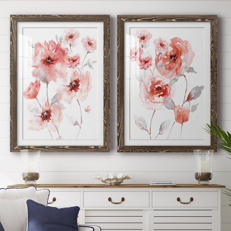 Reproduction encadrée translucide rosé I-Premium - prête à être accrochée, Noyer, H 31,5 po x l 88 po x P 1,5 po