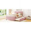 Lit plateforme double en velours avec lit gigogne double, rose-1254815000