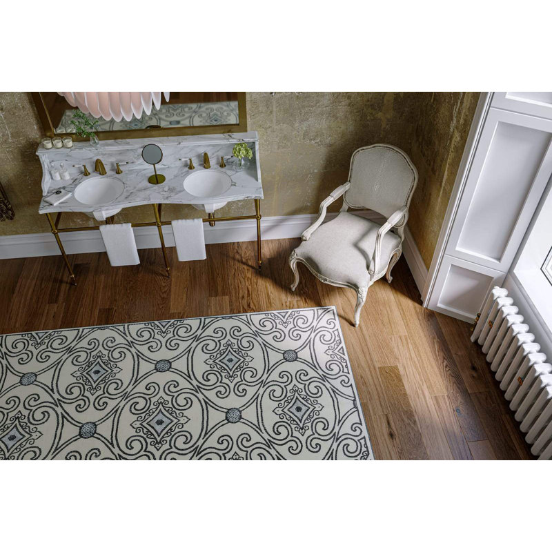 Marquis Geometric Area Rug in Gray/Silver/White, Rectangle 12' x 16'