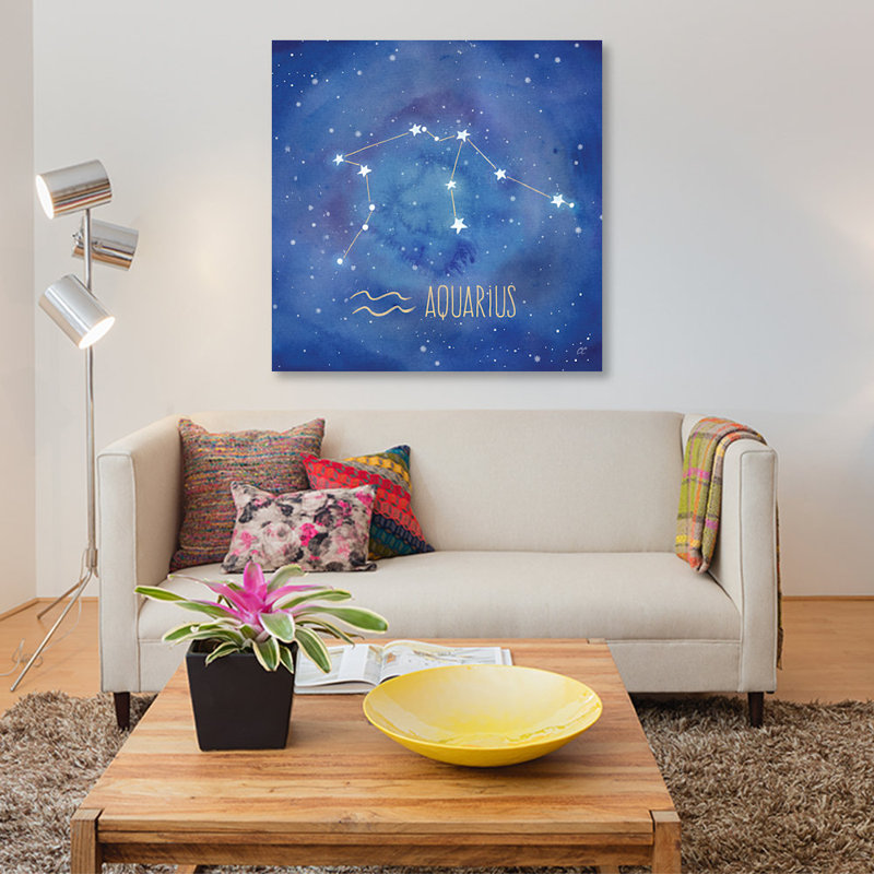 «Star Sign Aquarius», impression sur toile tendue, H 18 po x l 18 po x P 1,5 po, Toile tendue, Pas de tapis