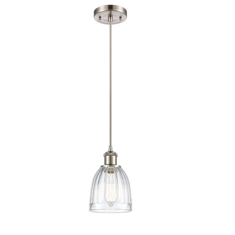 Whitten 1 - Light Single Pendant, 6 Watt Vinage LED Bulb, Clear, Brushed Satin Nickel