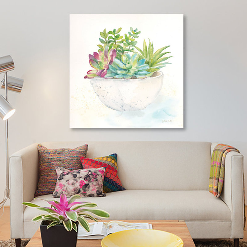 «Sweet Succulent Pots II», reproduction sur toile, H 12 po x l 12 po x P 0,75 po, Toile tendue