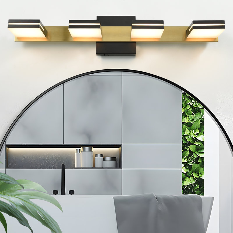 Modern Dimmable LED Vanity Lights for Mirror 5 CCT Adjustable LED Vanity Light, Black Gold, 4 Lights