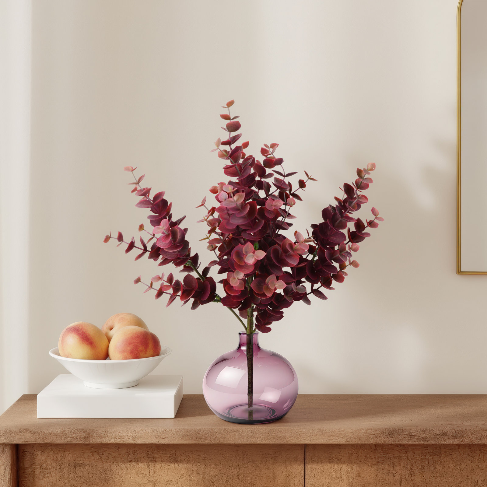 Rossie Artificial Jade Leaf Spray, Burgundy