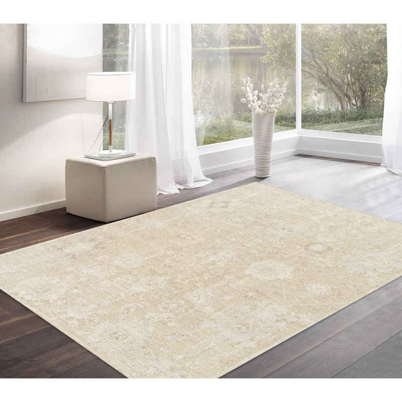 Tapis brun clair en laine noué à la main Oushak, Rectangulaire 9 pi 10 po x 13 pi 10 po