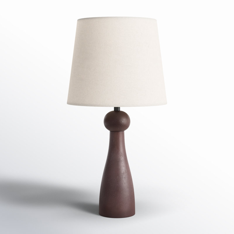 Lampe de table en bois massif Reyer, Brun