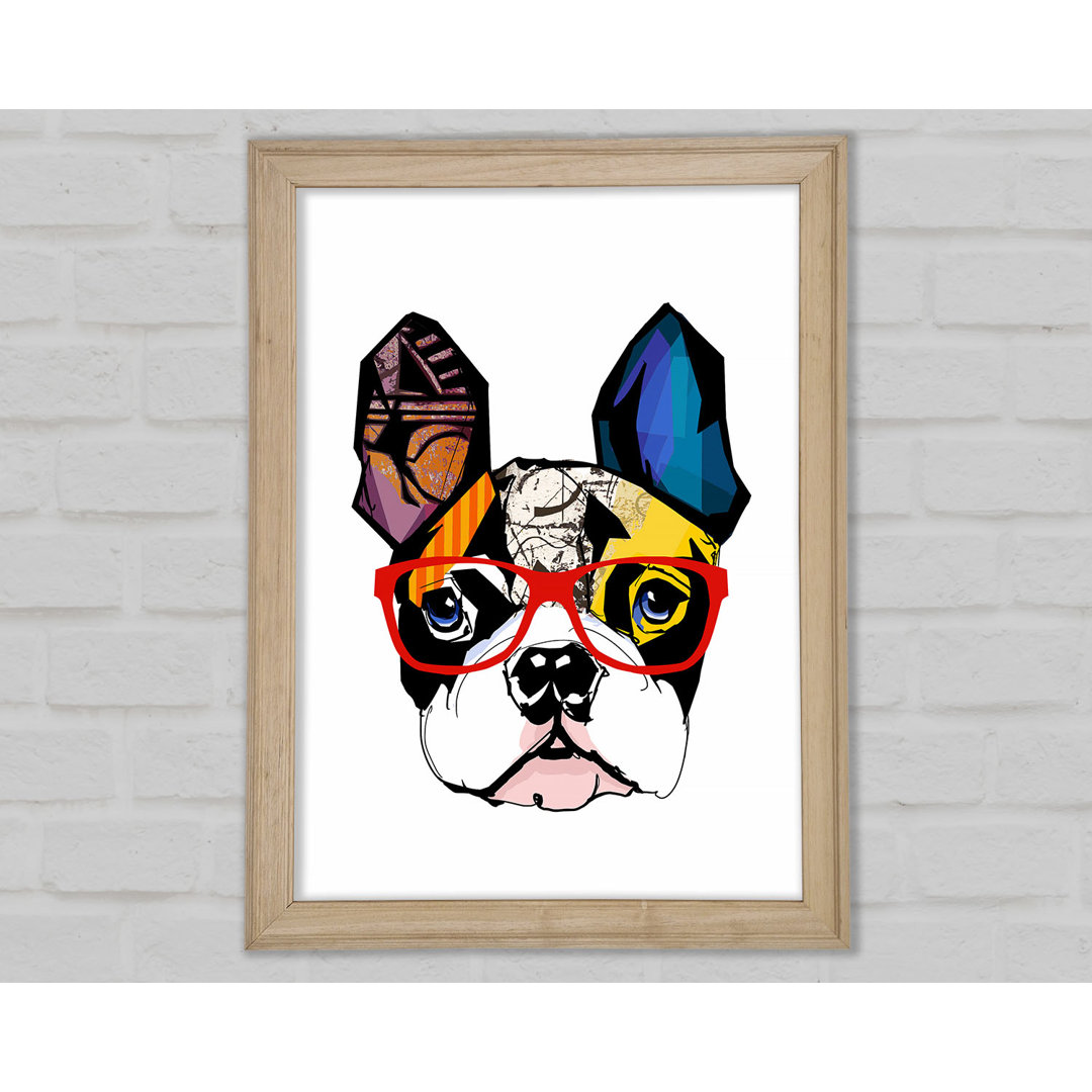 Popart Französische Bulldogge Pooch Gerahmter Druck