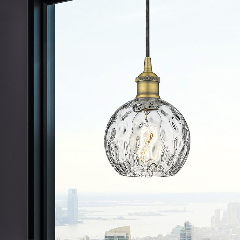 Luminaire suspendu simple à 1 lumière Ralph, H 8,75 po x l 6 po x P 6 po, Laiton brossé