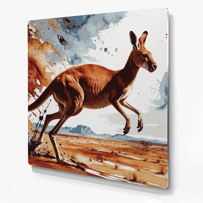 Faune, art mural brun en kangourou rouge, H 16 po x l 16 po