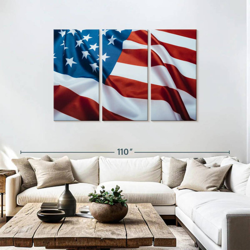 Borges Ruffled American Flag, 24" H x 38" W