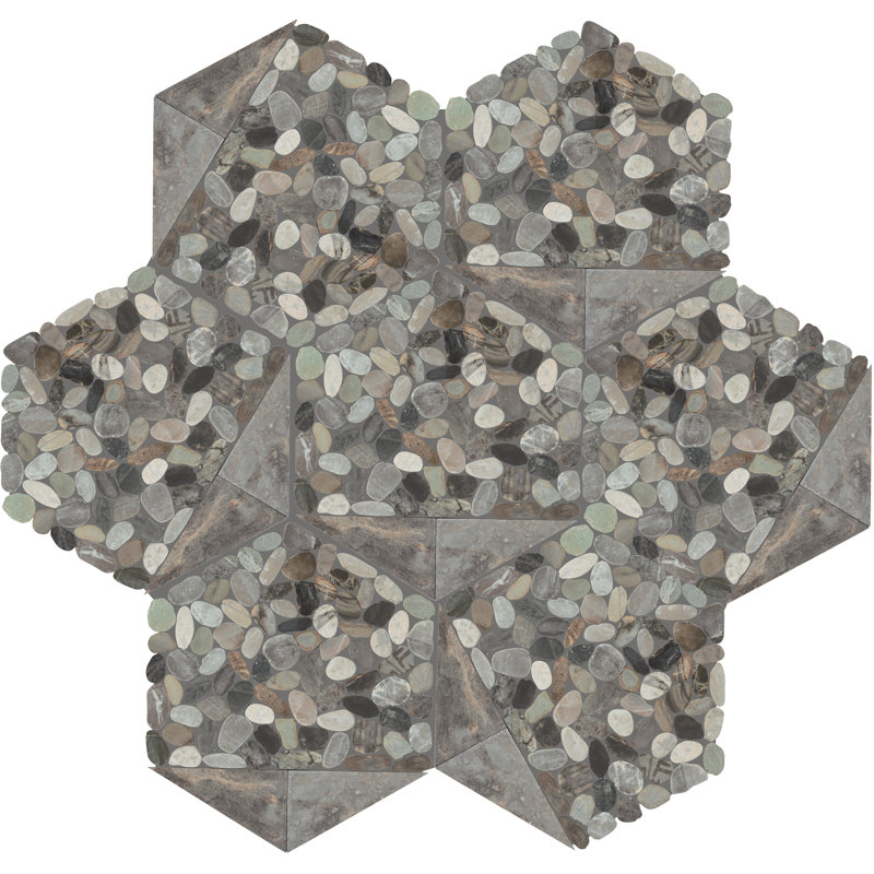 Daltile Pebble Oasis Natural Stone Tri-Hex Pebble Mosaic 11" x 10" (17 PC per Carton) (10.89 SQFT per Carton), Coastal