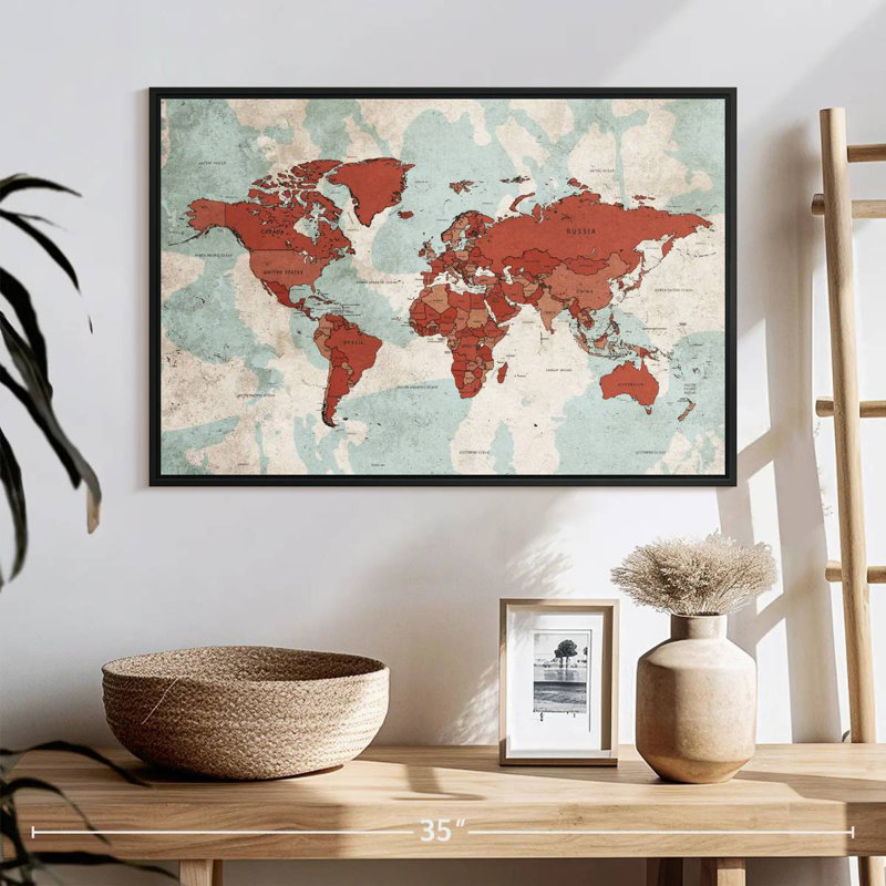 Keiri Aged World Map XII, 17" H x 25" W