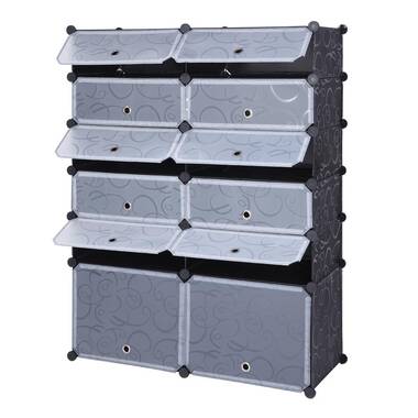 SONGMICS Cube Storage Organizer, 12-Cube Closet Storage Shelves, DIY Plastic Closet Cabinet, Modular Bookcase, Storage