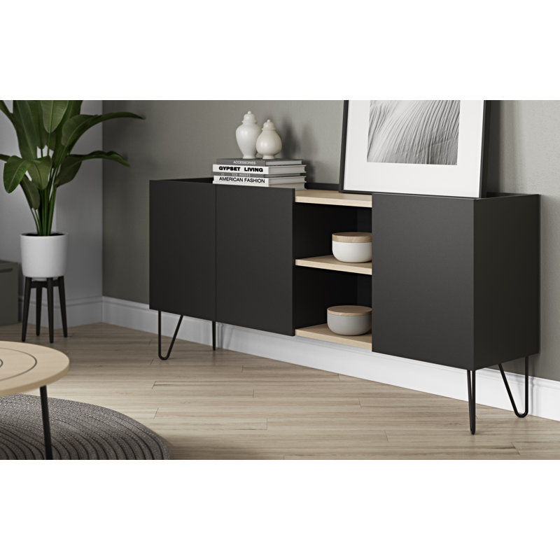 Tynan 180cm Sideboard, Black/Oak