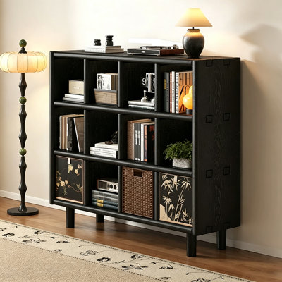 Black Modern Solid wood Standard Bookcase